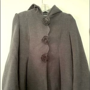 Rothschild Hooded Scalloped Rosette Winter Dress Coat